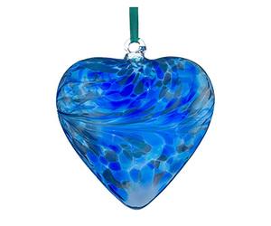 Sienna Glass 8cm Friendship Heart - With Love - Blue