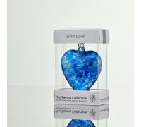 Sienna Glass 8cm Friendship Heart - With Love (Blue, Handmade Glass Keepsake)