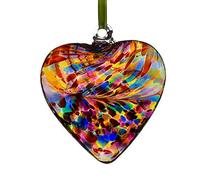 Sienna Glass 8cm Multicolour Friendship Heart - Handcrafted Glass Hanging Ornament - Sentimental Keepsake Gift for Birthdays, Thank You, or Friendship Day