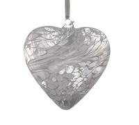 Sienna Glass 8cm White Friendship Heart - Handcrafted Mouth-Blown Glass Hanging Ornament for Birthdays, Weddings, Anniversaries, Memorials, Gardens - Gift Boxed