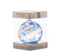 Sienna Glass Birthstone Ball - 10cm September Sapphire Blue - Handcrafted Mouth-Blown Glass Ornament - Personalised Birthday Gift - Hanging Window Decoration - Keepsake Gift Boxed with Ribbon