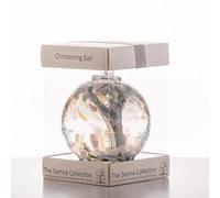 Sienna Glass Christening Spirit Ball - 10cm Handcrafted Silver Glass Ornament with Ribbon - Unique Baptism or Naming Ceremony Gift
