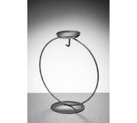 Sienna Glass Circular Metal Ornament Stand with Tea Light Holder - Silver