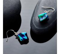 Sienna Glass Dichroic Jewellery - Earrings - Midnight Blue & Dark Green In Bottle Green Bottle Green One Size