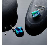 Sienna Glass Dichroic Jewellery - Earrings - Midnight Blue & Dark Green in Bottle Green Sienna Glass Bottle Green