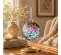 Sienna Glass Friendship Ball 8cm Multi Coloured - Hand Blown Glass Hanging Ornament with Ribbon - Gift Boxed Suncatcher - Good Luck, Thank You, Birthday Gift for Friends, Her, Him