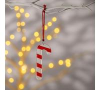 Sienna Glass Fused Glass Candy Cane Christmas Tree Ornament, Red and White Stripes, Traditional Style, 5 cm Width