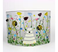 Sienna Glass Fused Glass Curve - Bumble Bee in Summer Meadow (Handmade)