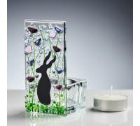 Sienna Glass Fused Glass Tea Light Holder - Hare & Violet Design (Handmade)
