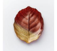 Sienna Glass Glass Plate - Leaf Design - Brown & Gold