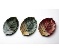 Sienna Glass Glass Plate Leaf Design Green & Silver Green