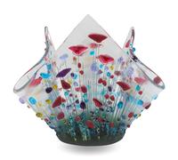 Sienna Glass Handmade Fused Glass Small Tealight Holder - Wildflower Design