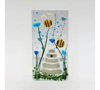 Sienna Glass Handmade Fused Glass - Tea Light Holder - Bumble Bee - Forget Me Not