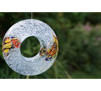 Sienna Glass Hanging Bird Feeder White White
