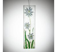 Sienna Glass Hanging Decorative Flower Panel - Handcrafted White Mouth-Blown Glass Ornament - Unique Boxed Decoration for Mother's Day, Windows, Gardens, Memorials, Birthdays, Anniversaries, Decor