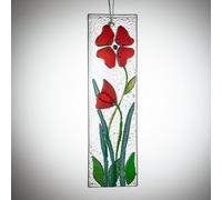 Sienna Glass Hanging Decorative Flower Plaque - Handcrafted Fused Glass Art - Elegant Wall Décor - Unique Handmade Gift for Home or Garden
