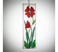 Sienna Glass Hanging Decorative Flower Plaque - Red