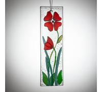 Sienna Glass Hanging Decorative Flower Plaque Red Multi