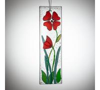 Hanging Decorative Flower Plaque Red Sienna Glass Multi One Size