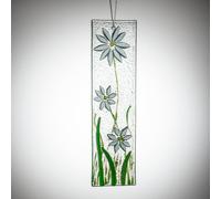 Sienna Glass Hanging Decorative Flower Plaque White White