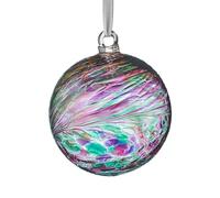 Sienna Glass Hanging Friendship Ball - 8cm Handcrafted Multi-Coloured Glass Ornament with Ribbon - Unique Keepsake Gift for Friendship and Celebrations