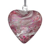 Sienna Glass Hanging Mouth-Blown Glass Heart - 12cm Iridescent Finish - Handcrafted Ornament - Gift Boxed Decoration for Windows, Gardens, Memorials, Anniversaries, Home Decor