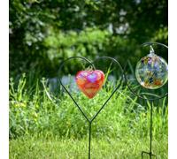 Sienna Glass Heart-Shaped Garden Display Stand - Handcrafted 80cm Tall Metal Ornament Holder - Elegant Outdoor Stand for Hanging Glass Decorations - Ideal for Garden and Patio Décor