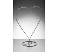 Sienna Glass Heart Shaped Metal Ornament Stand Silver In Metallic Silver Metallic Silver