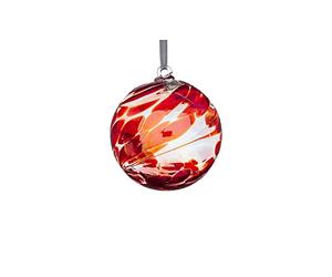 Sienna Glass July Birthstone Friendship Ball - 10cm Handcrafted Ruby Glass Ornament - Gift Boxed Hanging Decoration - Unique Handmade Keepsake for Birthdays, Home, Garden