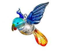 Sienna Glass Large Hanging Bird - Blue & Orange Parrot - Handcrafted Glass Ornament - Unique Garden or Window Decoration - Gift for Bird Lovers