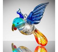 Sienna Glass Large Hanging Bird Parrot Blue & Orange Multi
