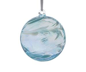 Sienna Glass March Birthstone Friendship Ball - 10cm Handcrafted Aquamarine Glass Ornament - Gift Boxed Hanging Decoration - Unique Handmade Keepsake for Birthdays, Home, Garden