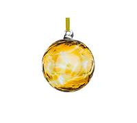 Sienna Glass November Birthstone Friendship Ball - 10cm Handcrafted Topaz-Coloured Glass Ornament with Ribbon - Unique Gift for Birthdays or Special Occasions