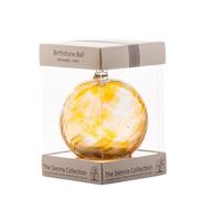 Sienna Glass November Birthstone Friendship Ball - 10cm Handcrafted Topaz-Coloured Glass Ornament with Ribbon - Unique Gift for Birthdays or Special Occasions