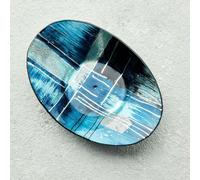 Sienna Glass Oval Glass Bowl - Piazza Blue (Handmade Decorative Centrepiece)