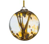 Christening Gift - 10cm Gold Glass Spirit Ball with Glass Strands - Handcrafted Ornament in Gift Box with Ribbon & Tag - Unique Christening Keepsake