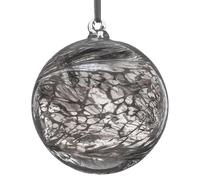Sienna Glass Christening Gift Friendship Ball, 10cm, silver, gift boxed with ribbon and gift tag