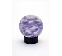 Sienna Glass Pet Urn Sphere, Purple and Grey Swirl, 15cm, Memorial Keepsake with Black Base