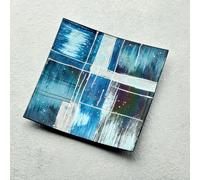 Sienna Glass Piazza Blue Square Glass Plate - Handcrafted 28cm Decorative Plate with Elegant Blue Mosaic Design - Stylish Centerpiece for Home, Kitchen, Dining Room, and Special Occasions