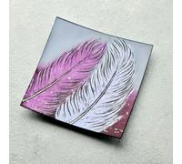 Sienna Glass Square Glass Plate - Whispering Feather Violet (Handmade Decorative Tableware)