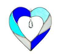 Sienna Glass Stained Glass Heart - Blue