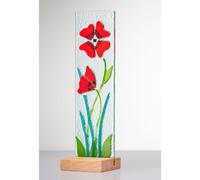 Sienna Glass Standing Decorative Flower Plaque - Red