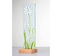 Sienna Glass Standing Decorative Flower Plaque White White