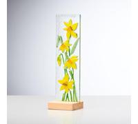 Sienna Glass Standing Decorative Flower Plaque - Yellow