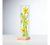 Sienna Glass Standing Decorative Flower Plaque - Yellow