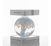 Wedding Gift Spirit Ball, 10cm, White with glass strands inside, gift boxed with ribbon and gift tag