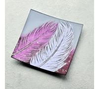 Sienna Glass Whispering Feather Violet Square Glass Plate - Handcrafted 28cm Decorative Plate with Elegant Feather Design - Stylish Centerpiece for Home, Kitchen, Dining Room, and Special Occasions