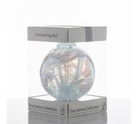 Christening Gift Spirit ball, 10cm, White with glass strands inside, gift boxed with ribbon and gift tag