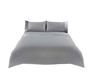 Sienna Glitter Duvet Cover with Pillow Case Sparkle Glitz Velvet Bedding Set - Grey Silver, Double