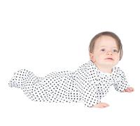 Sienna Gray Baby Girls Zip Up Sleepsuit, Baby Footed Pyjamas with Mitten Cuffs, 100% Soft Cotton Baby Grow (1-3 Months, Spots)